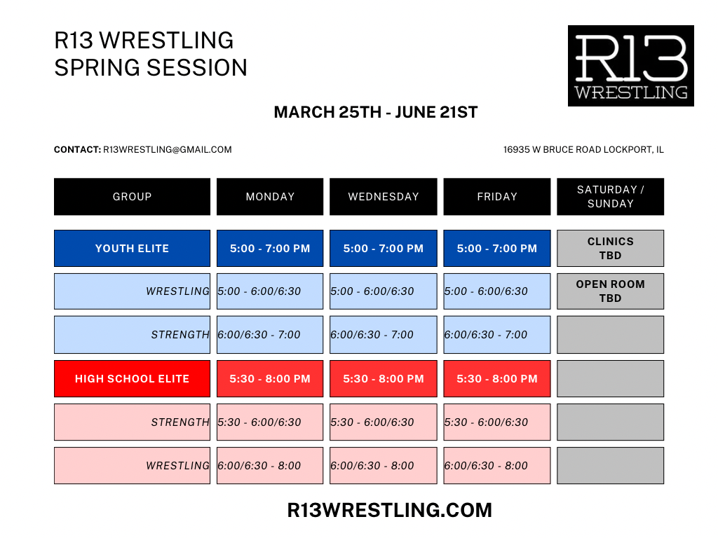 Schedule R13 Wrestling